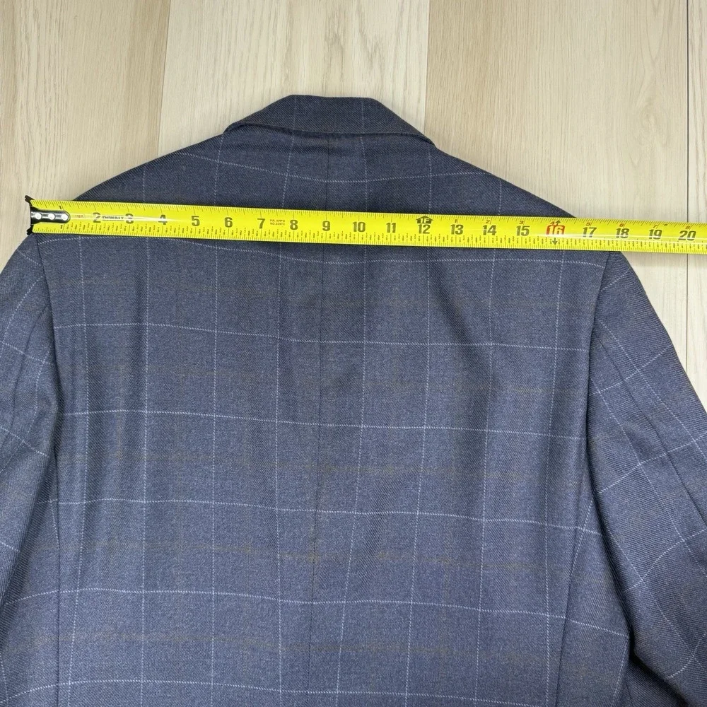 The Andover Shop Windowpane Sports Coat Blazer 2 Button Blue Mens Size 38 Short